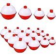 16 Pcs ABS Fishing Float Bobbers - Red & White, 4 Sizes (2.5/3/3.5/4cm) for Fishing Tackle Accessories