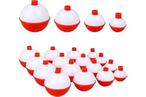FREGITO 16 Pcs ABS Fishing Float Bobbers - Red & White, 4 Sizes (2.5/3/3.5/4cm) for Fishing Tackle Accessories