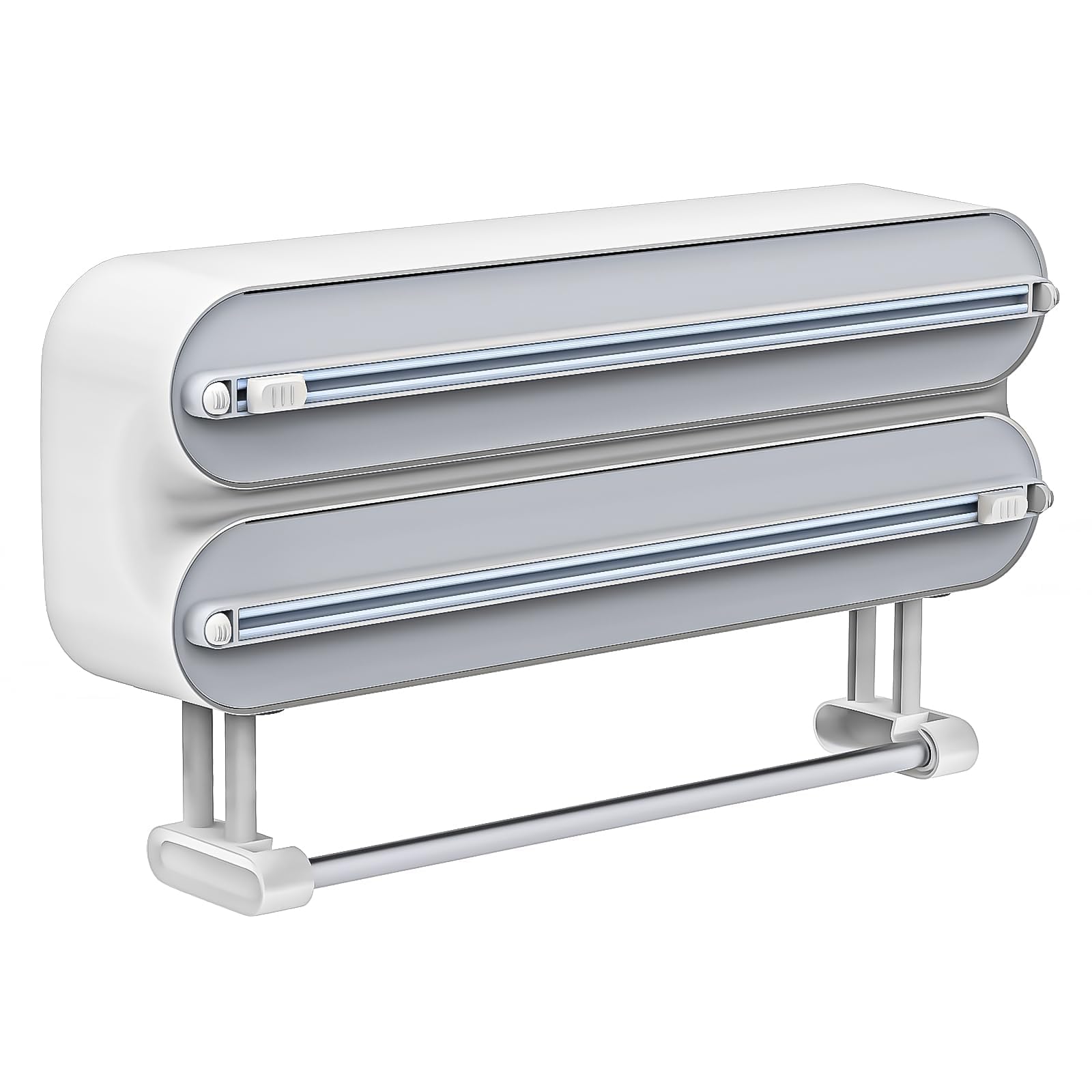 Photo 1 of 3 in 1 Aluminum Foil and Plastic Wrap Organize Dispenser with Cutter, Magnetic Paper Towel Holder for Fridge, Includes 1 Roll of Cling Film