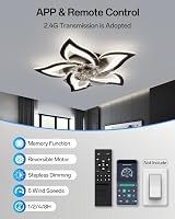 YUNLONG Ceiling Fan with Lights Remote Reversible DC Motor 6 Speeds Dim m view 4