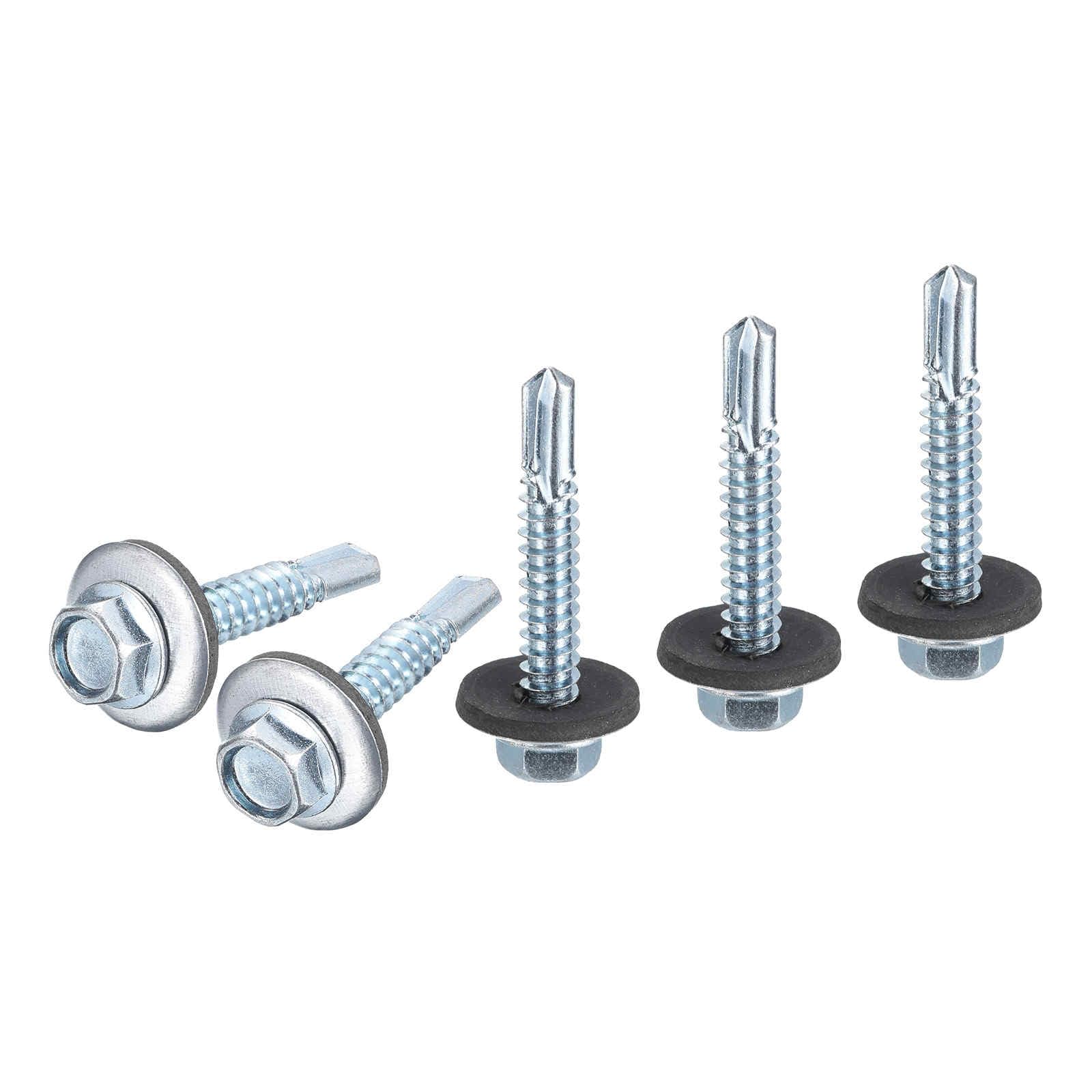 DTGN 50Pack #14x1-1/2" Hex Washer Head Self Drilling Screws with EPDM Washer - Good for Metal