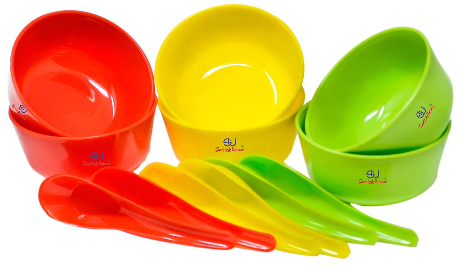 Sarthak Uphaar Plastic Microwave Safe Soup Bowl Set of 12 Pieces (6 Bowl, 6 Spoon) Rs 99 At