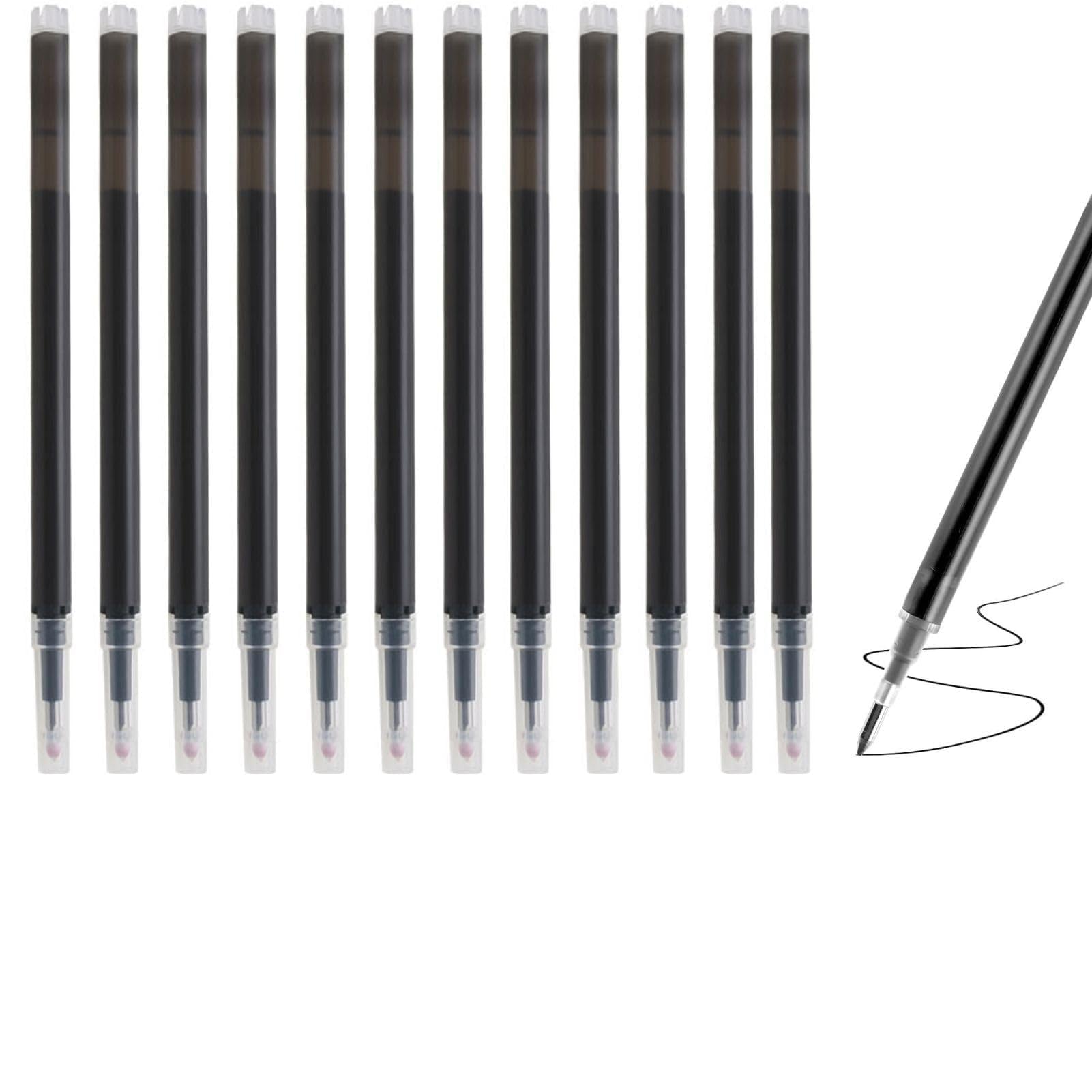 12-Pack Erasable Pen Refills, Compatible with Pilot Frixion Pens, Black Ink, 0.5 mm Stainless Steel Tip - Smooth, Durable Writing Experience (Black)