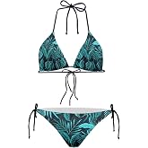 JEOCODY Women's High Waist Halter Bikini Set Two Piece Swimsuits String Triangle Bikini Sets