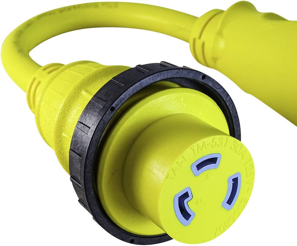 Marvine Cable Boat Shore Power Cord 1.5FT Male SS1-50P 125V 50 Amp to 30 Amp Marine Adapter Twist Lock Female L5-30R Pigtail: Electronics
