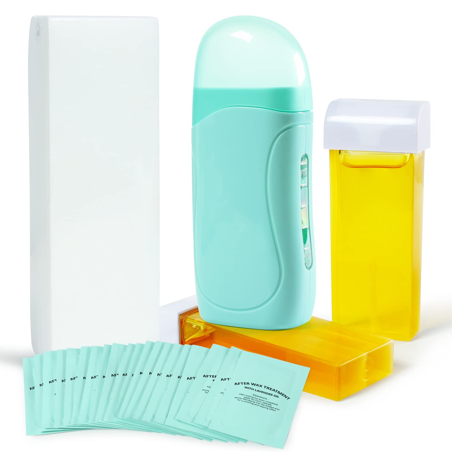 Honey Roll on Waxing Kit Hair Removal Warmer With 2 Cartridges - Depilatory Roller Refill for Legs, Arms and Underarm