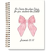ETYZE Christian Notebook Cute Bible Journal for Women Teen Girls, Preppy Notebook School Bible Journaling Supplies, Church Notes Journal, Coquette Stuff Bible Study Notebooks 5.5x8.3