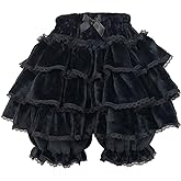 Cuteighteen Women Lolita Bloomers Teens Cute Maid Tiered Ruffle Bloomer Shorts Kawaii Fuzzy Fluffy Pumpkin Pants Pettipants