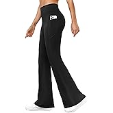 DLOODA Womens Yoga Pants with Pockets High Waisted Flare Leggings Bell Bottom Tummy Control Workout Bootcut Leggings