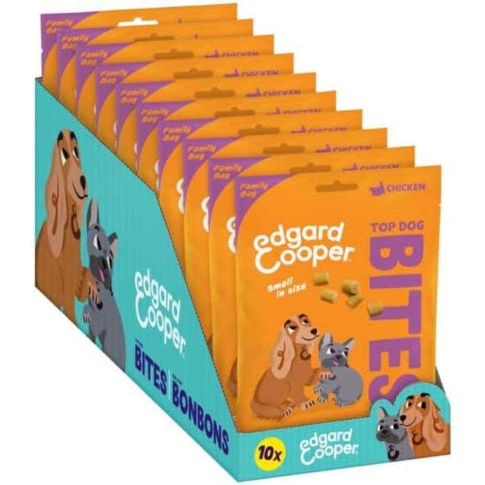 Edgard Cooper Natural Dog Treats, Chicken Top Dog Bites Small, 10 x 120g Family Pack, Grain Free, High in Protein fresh meat, full of essential amino acids for healthy insides — image 1