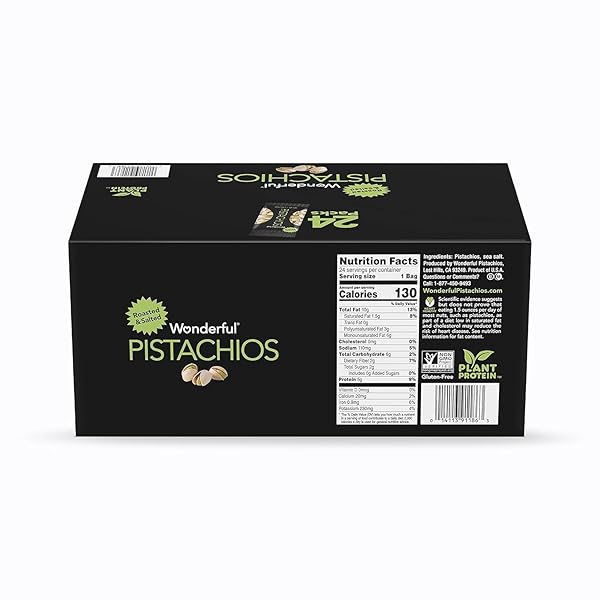 WONDERFUL PISTACHIOS IN SHELL, ROASTED AND SALTED NUTS, 1.5 OUNCE BAG (PACK OF 24), PROTEIN SNACK, ON-THE-GO, INDIVIDUALLY WRAPPED HEALTHY SNACK