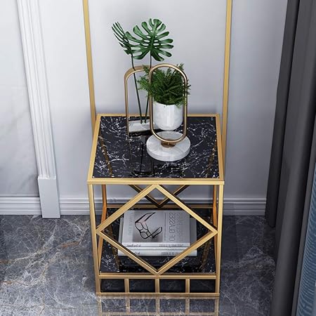 Amazon De Ysyw Marmor Muster Couchtisch Licht Weiss Schwarz Gold Teetisch Holz Stahl Sofa