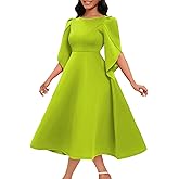 HuiSiFang Women's Pleated Dresses Elegant High Waisted Solid Color Long A Line Dresses Ruched Maxi Dress