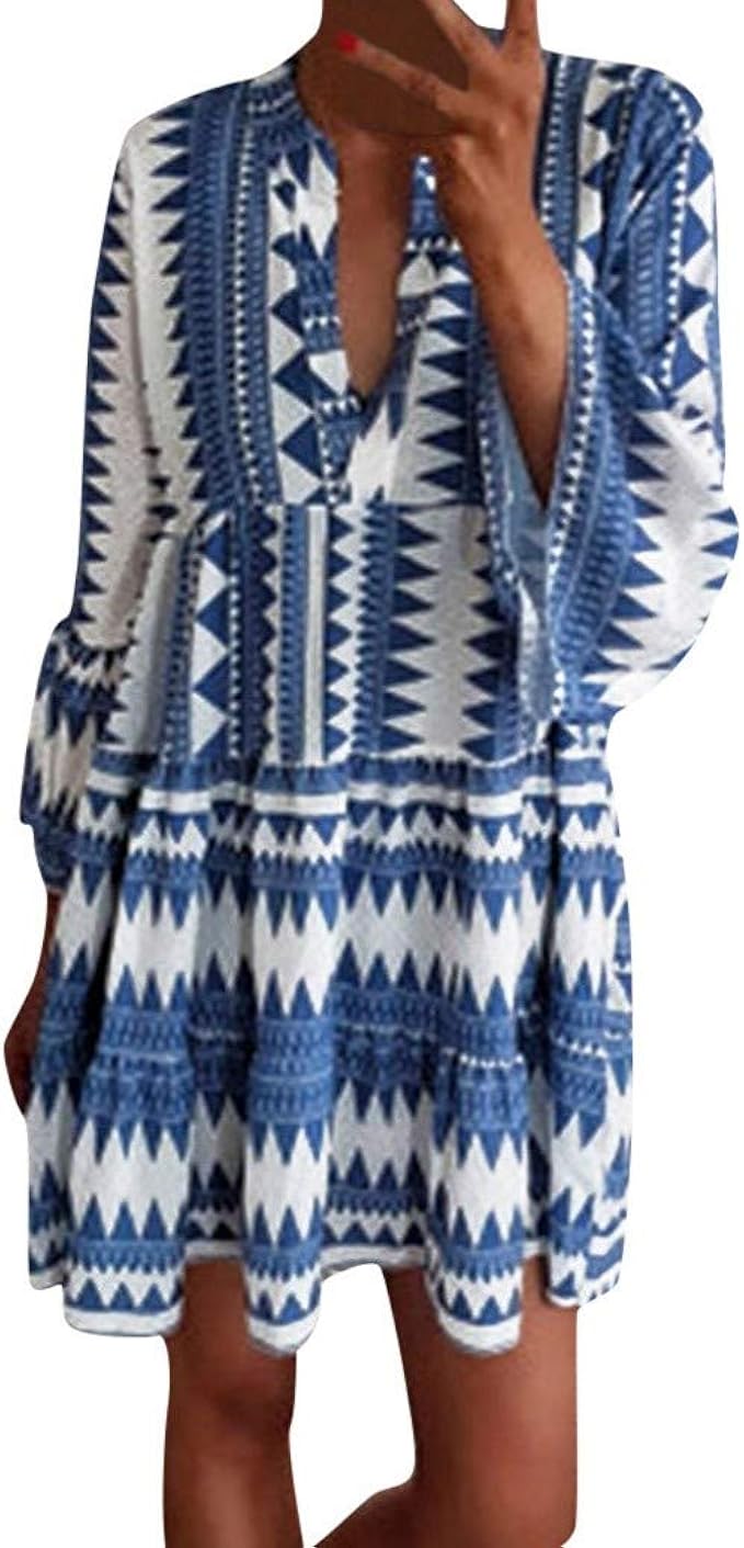 Freizeitkleider Fur Damen Dragon868 Damen Boho Blumen V Ausschnitt Mini Verband Kleid Ruschen Strand Kleid Backzubehor Abkuhlgitter