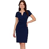 Adrianna Papell Womens Knit Crepe Draped Midi Dress