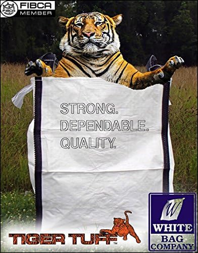 White Bag Co. Qty. of 5 Tigertuff 35"x35"x45 (FIBC) Bulk Bag, Duffle Top/Spout Bottom SWL 3000#