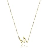 LuckFairy Initial Necklaces for Women, Dainty Gold Letter Necklace 14k Gold Plated Sideways Initial Necklace Cute Name Simple Choker Necklaces for Women Trendy Jewelry Gifts