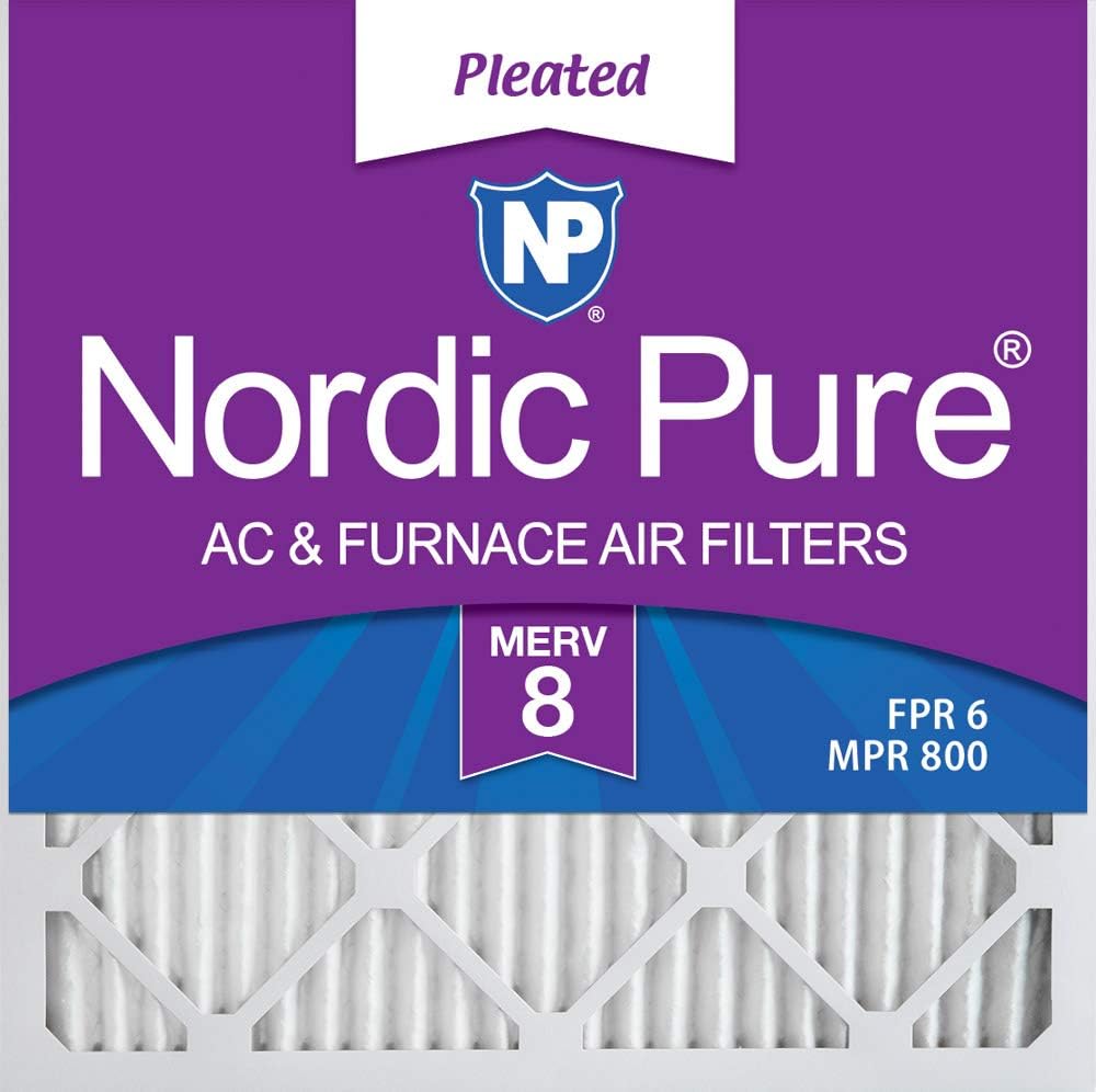Nordic Pure 18x18x1 (17 3/4 x 17 3/4 x 3/4) Pleated MERV 8 Air Filters 6 Pack