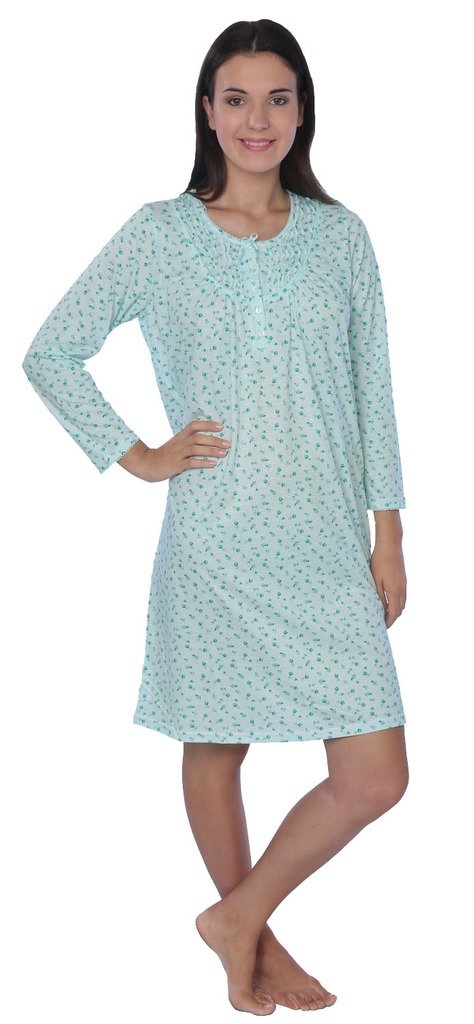 Women's Plus Size Floral Cotton Blend Long Sleeve Nightgown,4X, Green | eBay