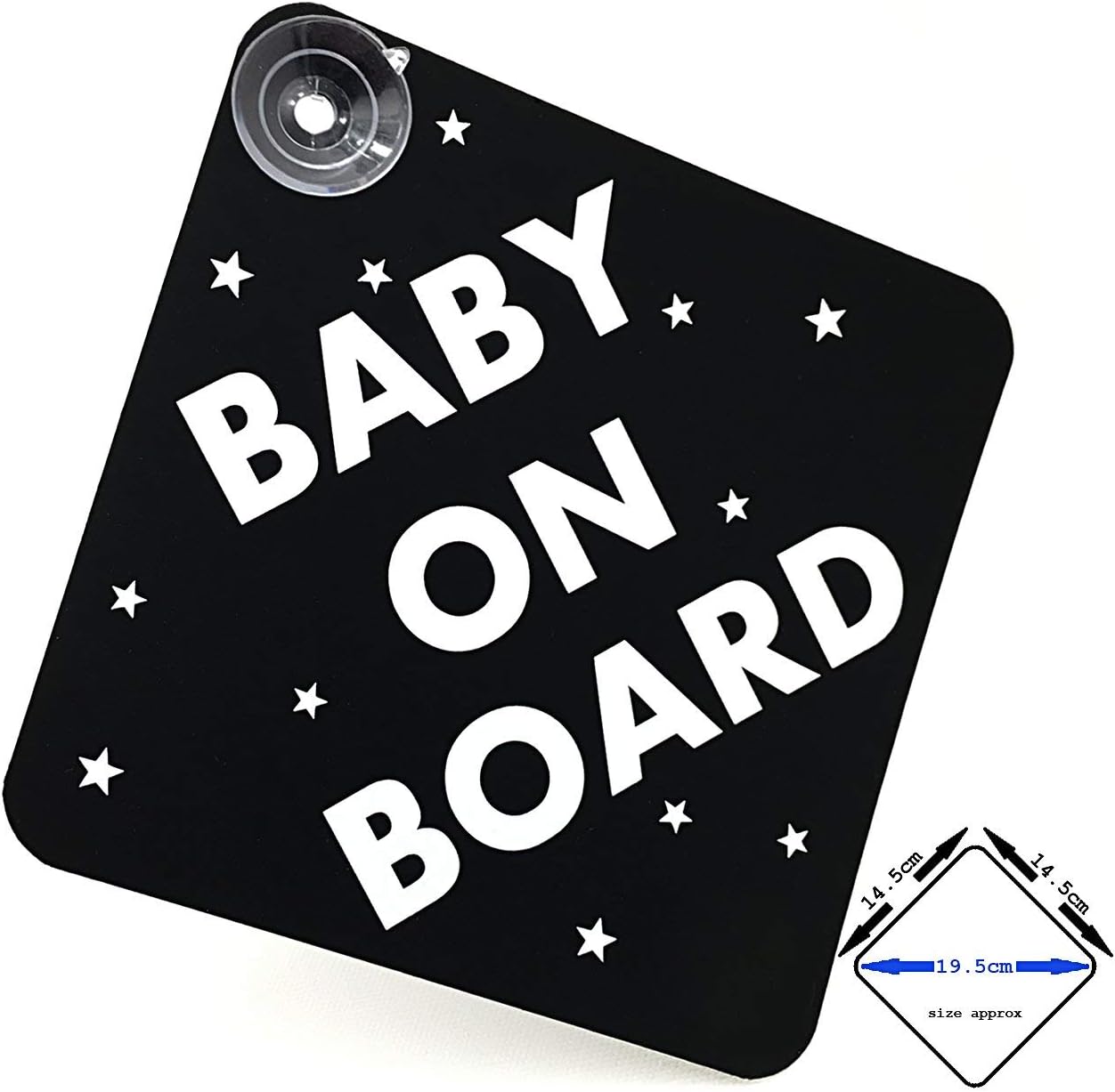 acepoprt BABY ON BOARD car sign with suction cups (matt black/gloss white)