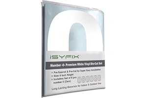 iSYFIX White Vinyl Number 0 (Zero) Stickers - 6 Pack 6 inch Self Adhesive - Premium Decal Die Cut & Pre-Spaced for Mailbox, Signs, Door, Cars, Trucks, Home, Business, Address Number, Indoor & Outdoor