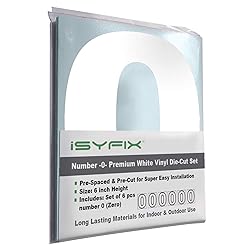 iSYFIX White Vinyl Number 0 (Zero) Stickers - 6