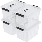 Udotry 18 Quart Clear Storage Bin with Lid, 4-Pack Plastic Latching Box | Plastic Organization Containers Tote Bins with Handle