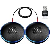 EMEET Bluetooth Speakerphone - Daisy Chain/Use Alone up to 16 attendees, M220 Professional Wireless Speakerphone 360°Voice Pick-up 8 AI Noise Cancellation Mics Skype Speakerphone for Conference Calls