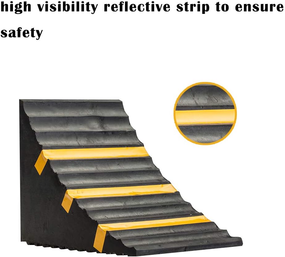 SLT Gdpodts Solid Rubber Heavy Duty Wheel Chocks 2 Pack Black and Yellow Wheel Blocks for Cars and Vehicles: Automotive