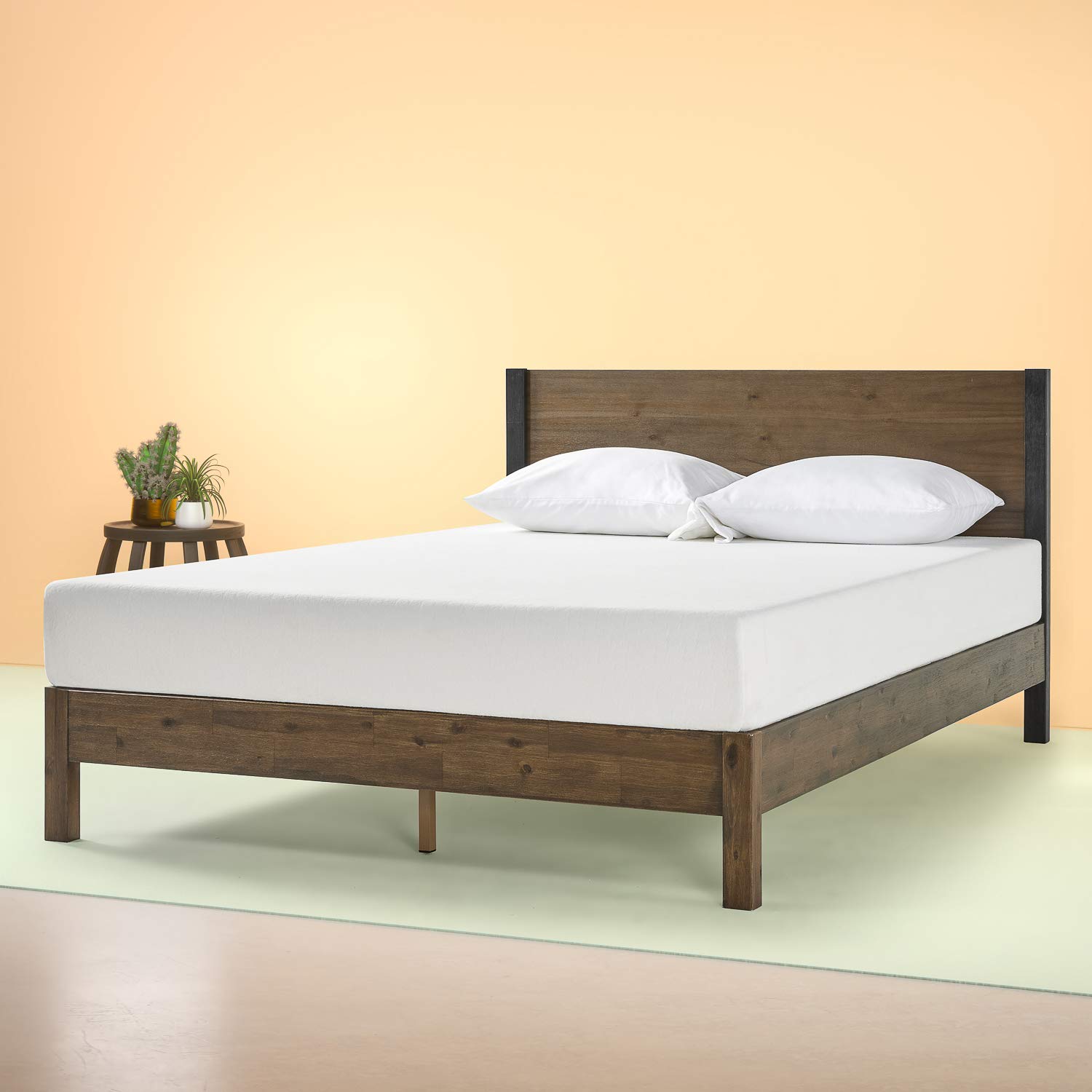 Best zinus ironline metal and wood platform bed with headboard queen