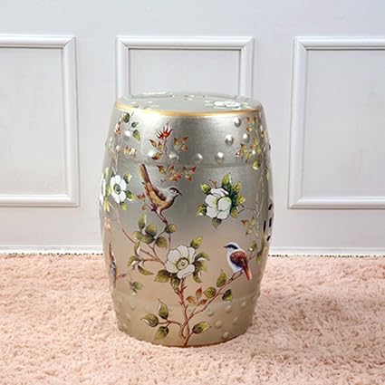 Shoe Stool Luyiasi Handbemalte Blumen Und Vogel Chinesische Hocker Keramik Drum Hocker Dressing Banke Runde Hugel Hocker 32x45cm Farbe Silber Amazon De Kuche Haushalt
