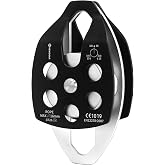 NewDoar CE Certified 30KN Large Rescue Single/Double Pulley with Swing Plate