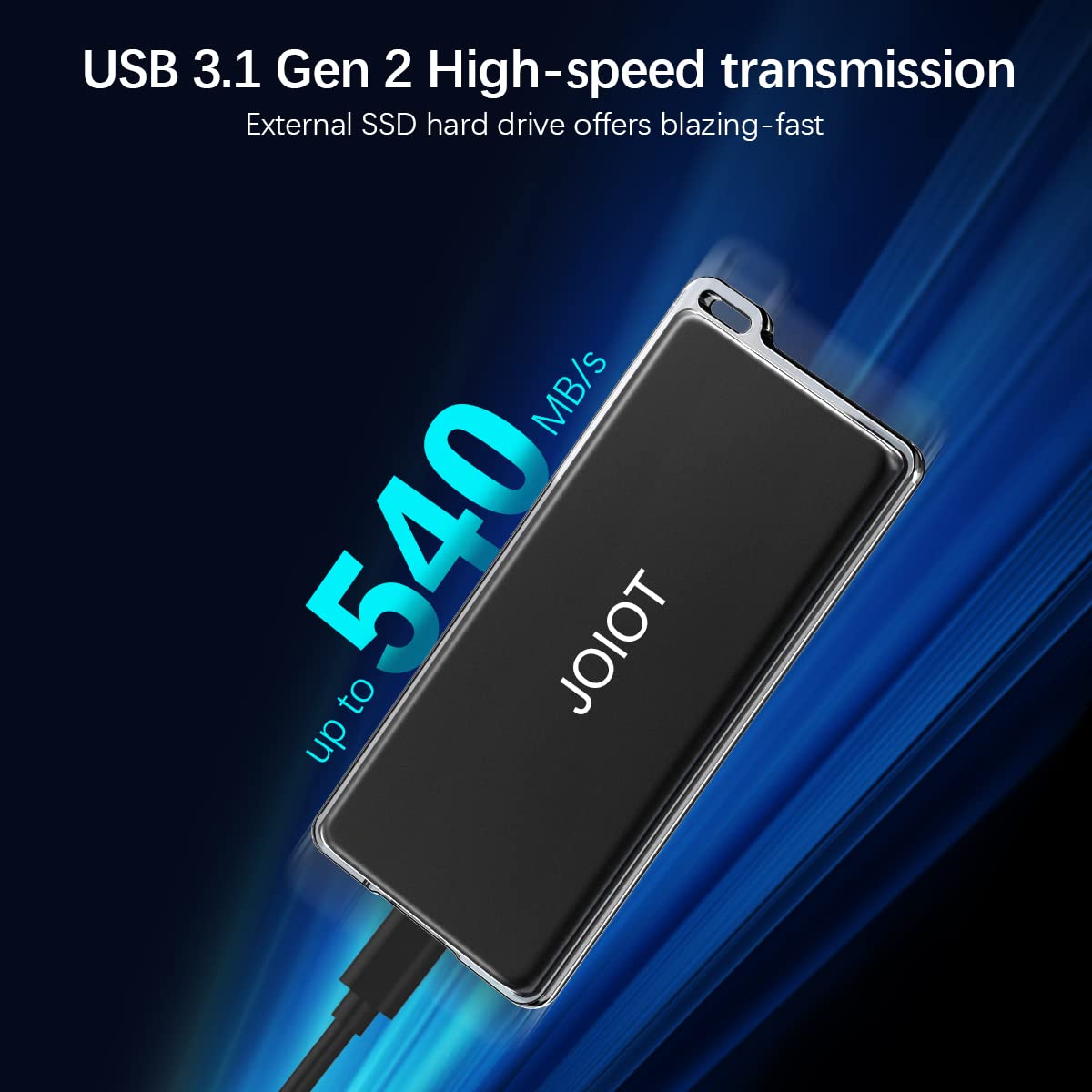 1TB Portable External SSD, Up to 540MB/s, USB 3.1 Type C Flash Drive External Solid State Drive, Portable SSD Type A to C Cable for PC/Laptop/Mac/Android/Linux