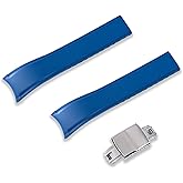 Crafter Blue Watchbands CX03 Curved End 20mm 22mm FKM Rubber Watch Strap with Buckle Universal Replacement Band for Men and Women