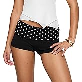 Fufuriprefer Women Y2K Low Waist Studded Shorts Punk Fold Over Slim Fit Skinny Micro Mini Shorts Low Rise Sexy Bottom