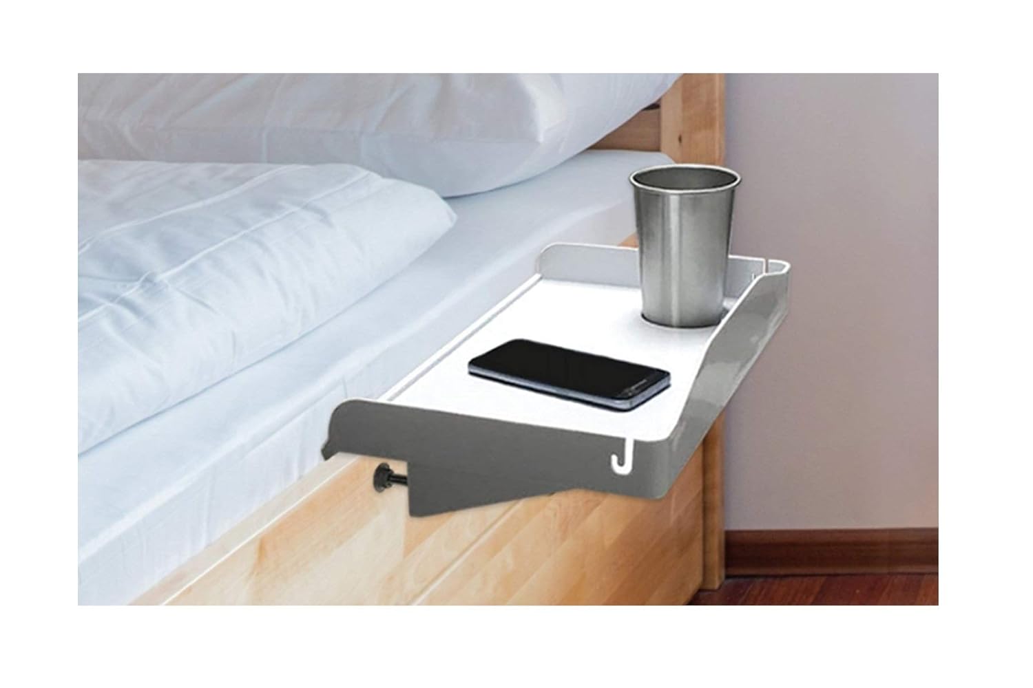 Bedside Shelf For Bed College Dorm Room Bedside Tray With Cup Holder Cord Holder Nightstand For Students Bunk Bed Shelf For Top Bunk Kids Nightstand For Bedroom