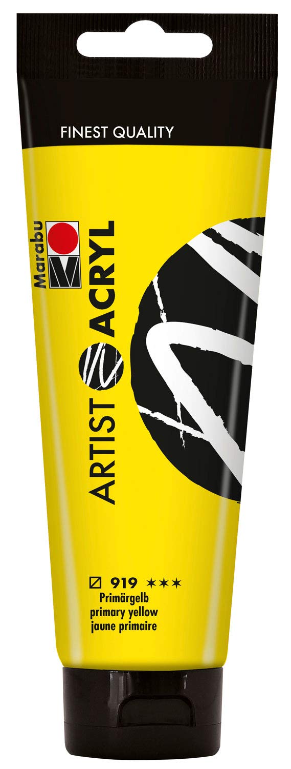 Marabu Primary Yellow 120 ml Fine Acrylic Paint Artist Quality Water Based Pastose Consistency Highly Pigmented Very Good Brilliance and Opacity, One Size