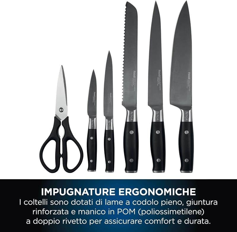 StaySharp, Set Coltelli da Cucina con Ceppo e Forbici, Acciao Inox