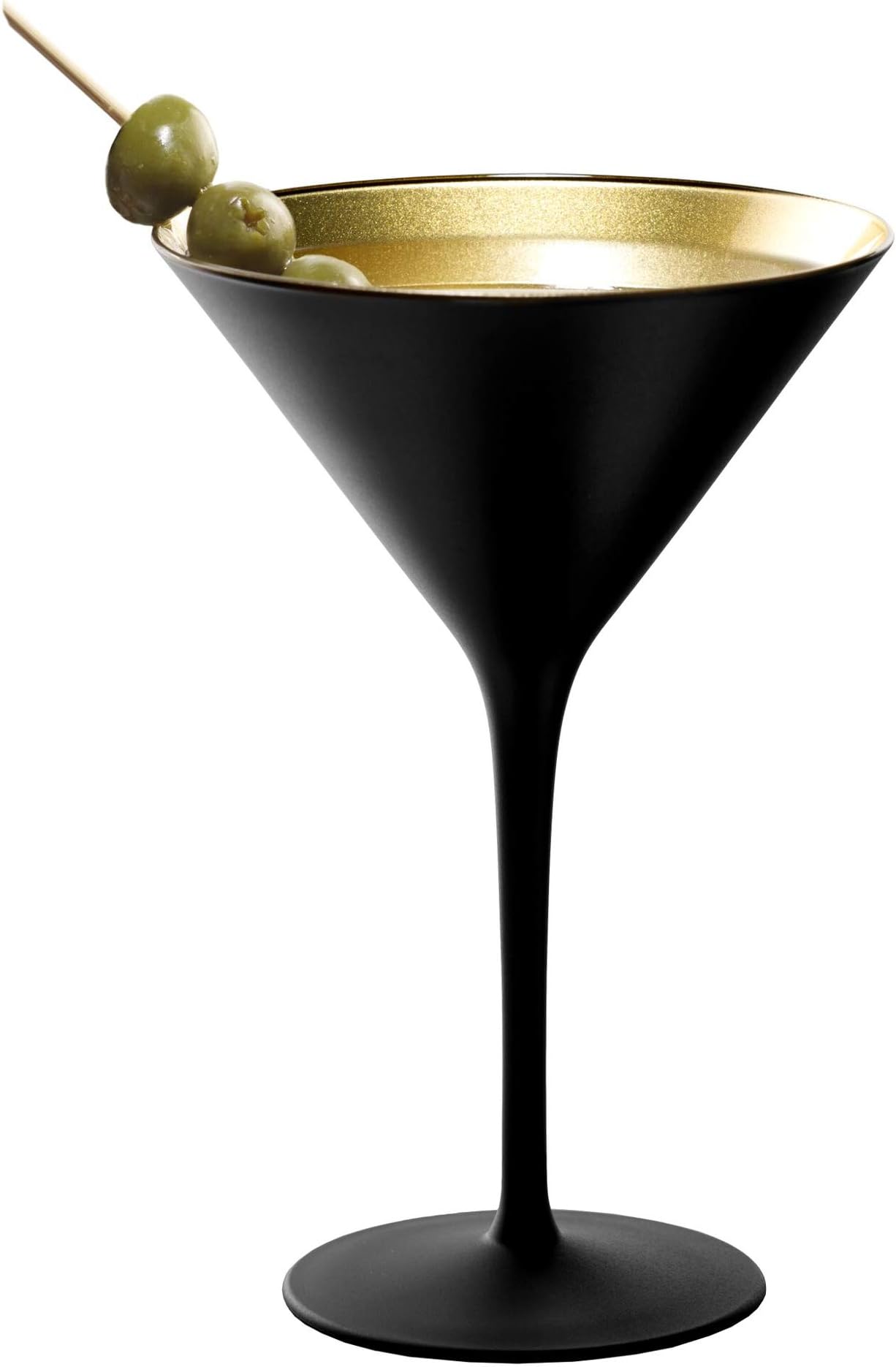 Stolzle Lausitz Olympia German Made Black and Gold Martini Glass, Set of 2