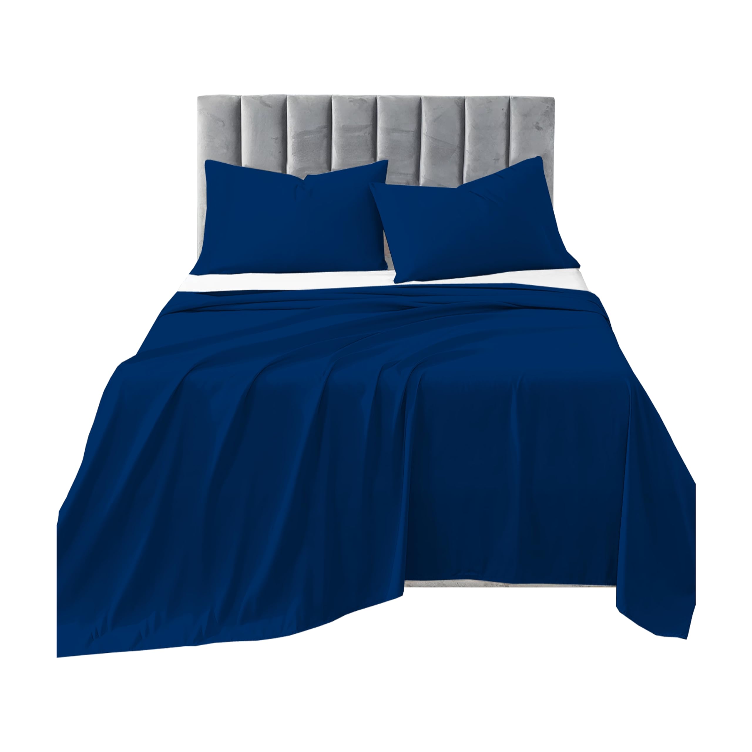 R&Z Plain Luxuary Polycotton Flat Sheets Single, Double, King, S King (Royal Blue, Double) — image 1