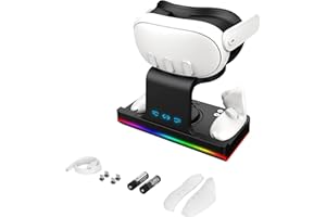 YipuVR Magnetic Charging Station for Oculus/Meta Quest 3,Charging Dock for Quest 3 Headset & Controller with LED Indicator,Organizer Holder Charging-Headset Wired Charging (Black)