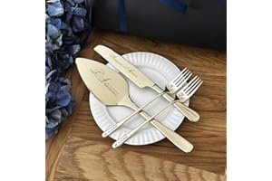 Personalized Wedding Cake Set Custom Engraved Silver Pie Pastry Cutting Kit Housewarming Keepsake for Couple Forks, Knife Sli