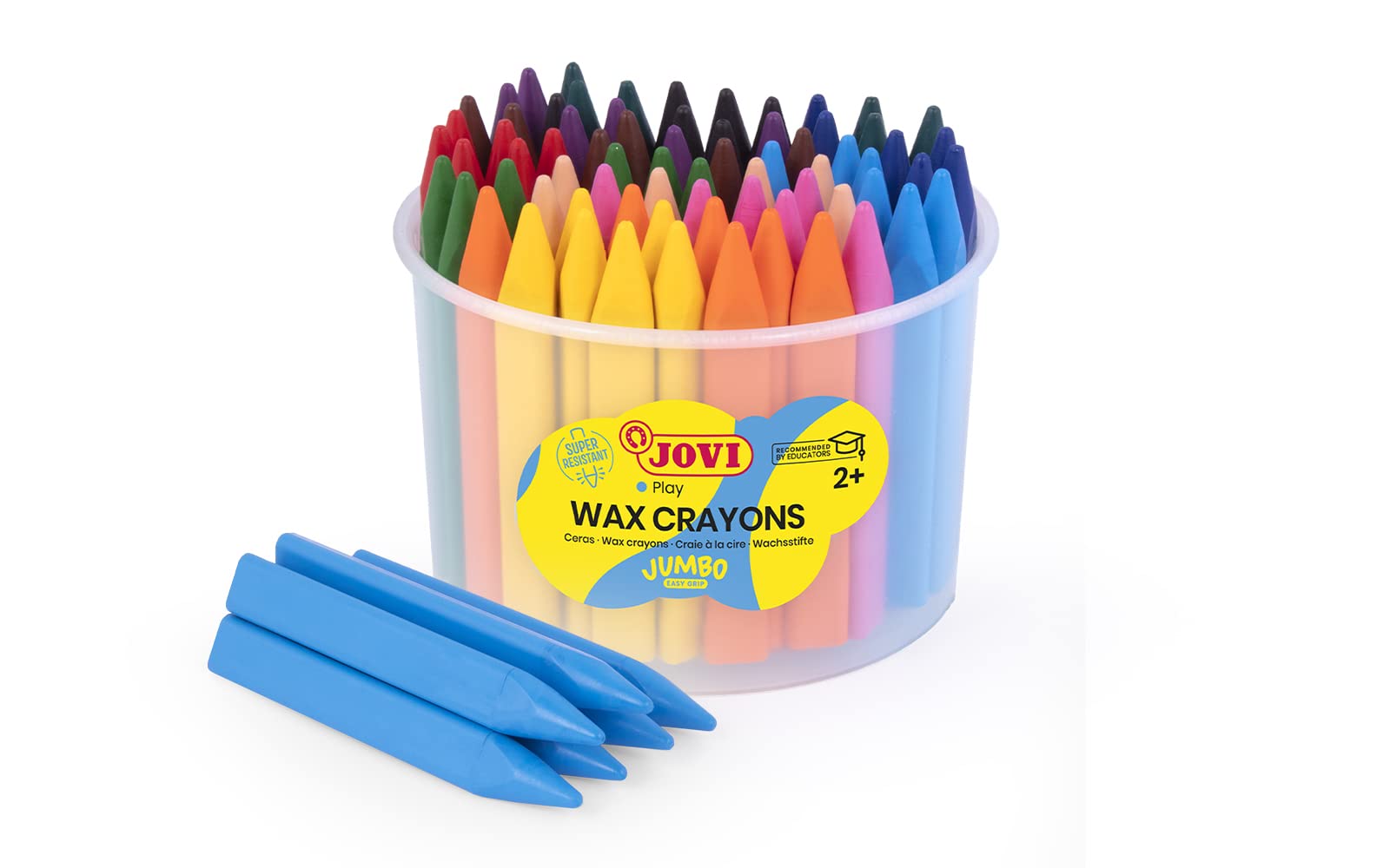 Jovi Triwax 973/72 Triangular Crayons Pack of 72 Assorted Colors with 2 Sharpeners