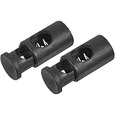 METALLIXITY Plastic Cord Locks (1.14" x 0.5" x 0.5") 10pcs, Single Hole Spring Loaded Clamps Drawstring Rope Cord Locks Toggles Buckle Stoppers for Drawstring Shoelaces Clothing, Black