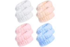 JANFUN Women's Microfiber Spa Wristbands for Face Washing - 8PCS Absorbent Sweatbands to Prevent Water Spillage Down Arms