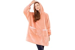 Aisbo Oversized Wearable Blanket - Sherpa Fleece Blanket for Womens Mens Adults, Warm Fuzzy Blanket with Pocket, Pink 37x33 Inches One Size Fits All, Gift for Her