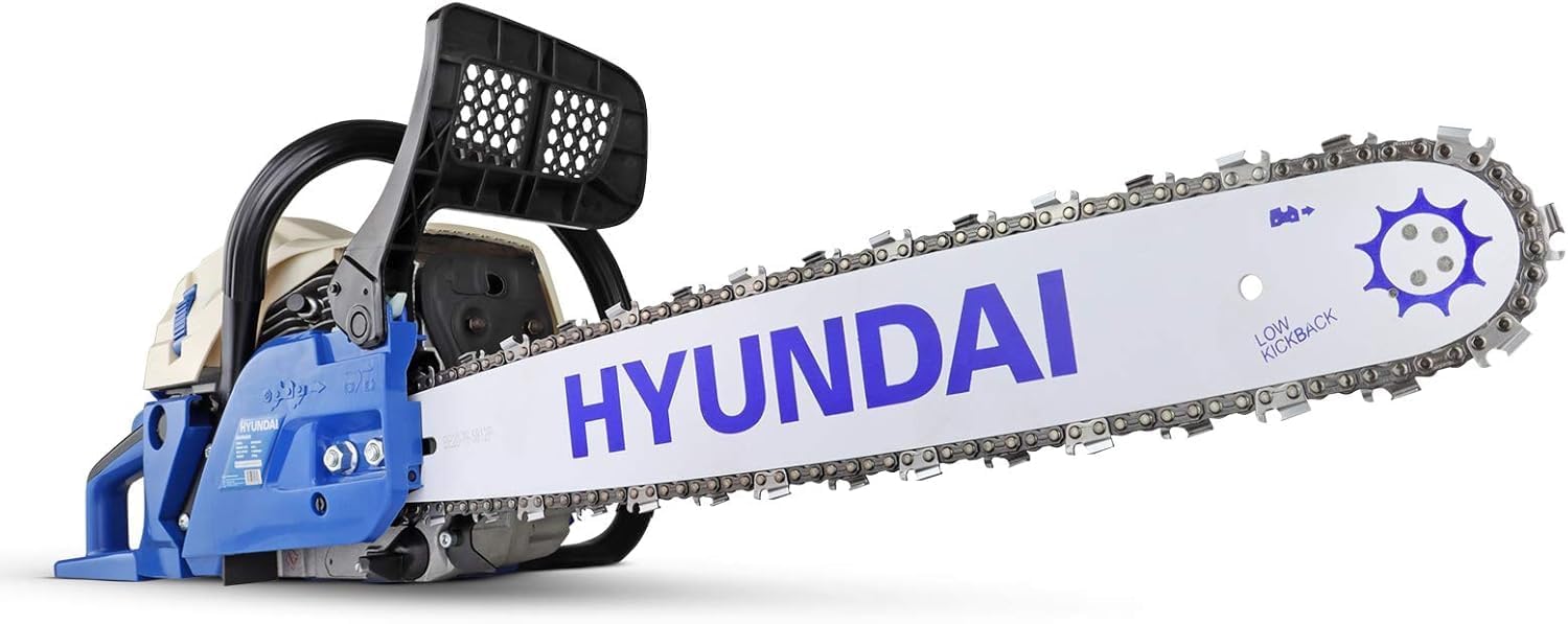 Hyundai 62cc 20" Petrol Chainsaw – Powerful 2-Stroke Engine, Lightweight Heavy-Duty Chain Saw for Tree Felling & Firewood, 3 Year Warranty