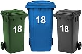 Rubigo 3 x Bin Numbers for Wheelie Bins 0-99 A-D 17.5cm Weatherproof Vinyl