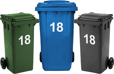 Rubigo 3 x Bin Numbers for Wheelie Bins 0-99 A-D 17.5cm Weatherproof Vinyl
