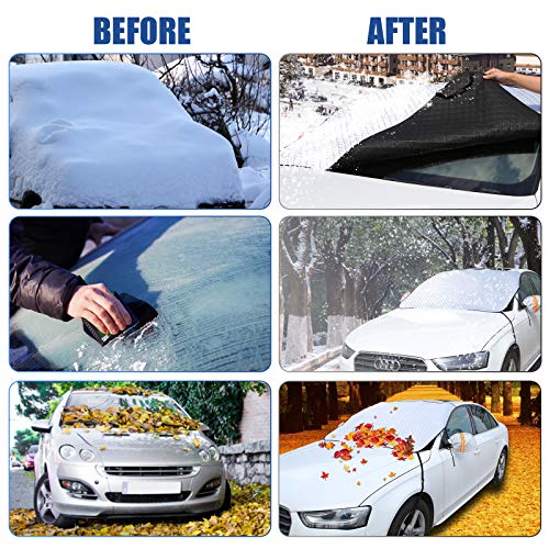 GLANDU [2020 Upgraded] Windshield Snow Cover Car Window Cover Ice and Snow Cover for Car with 4 Strong Magnets Edge & 4 Layer Material Protection, Large Size Suitable for Most Cars and SUV